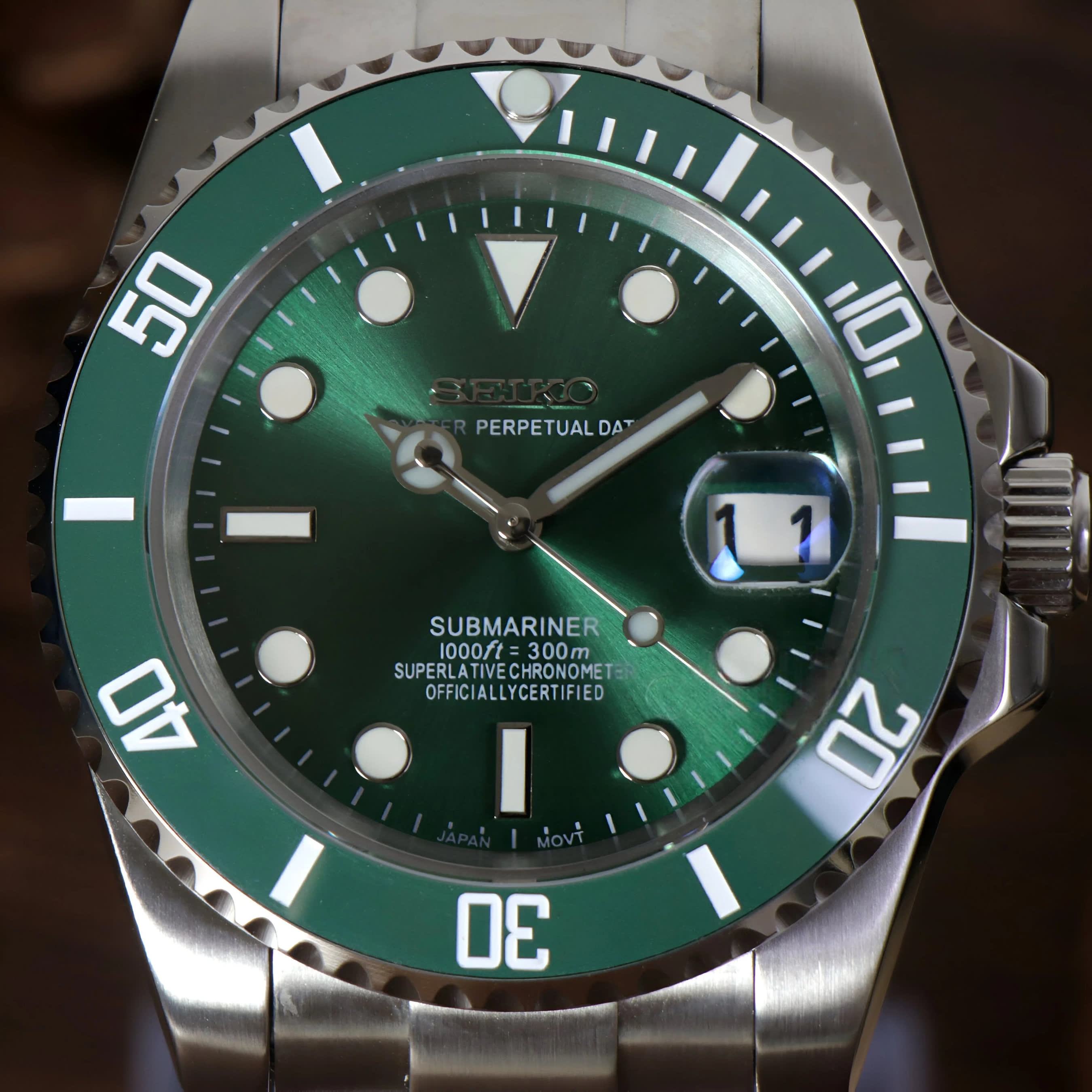 Seiko Green Hulk Submariner MOD