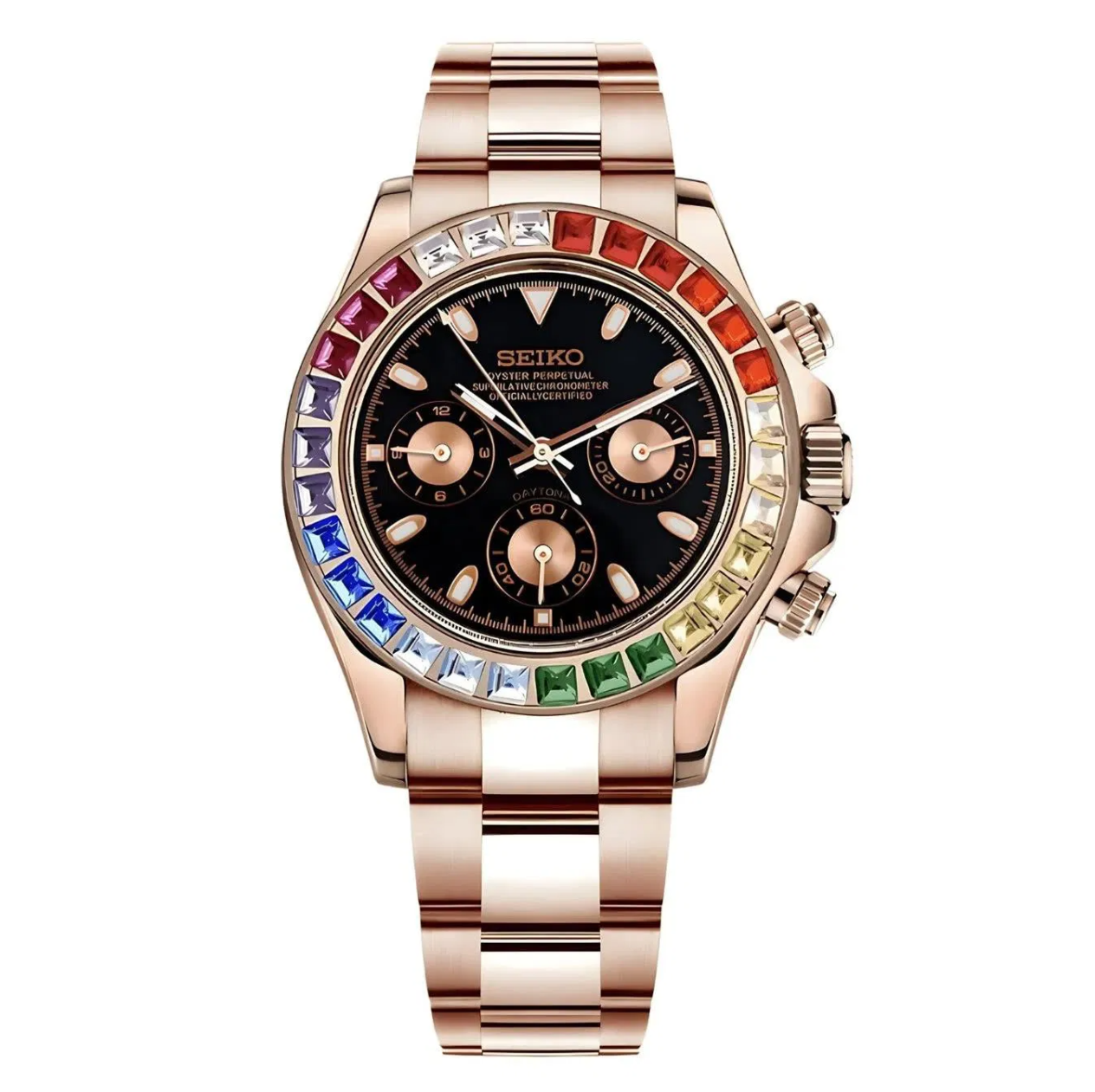 Seiko Rose Gold Rainbow Daytona MOD