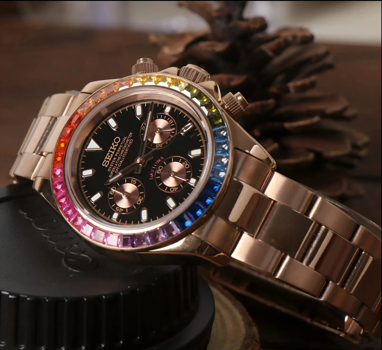 Seiko Rose Gold Rainbow Daytona MOD