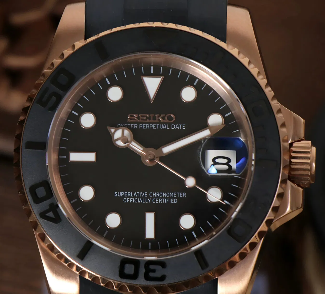 Seiko Black Rose Gold Yacht-Master MOD