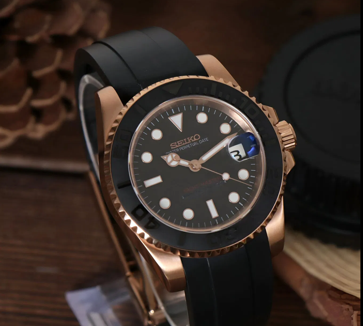 Seiko Black Rose Gold Yacht-Master MOD