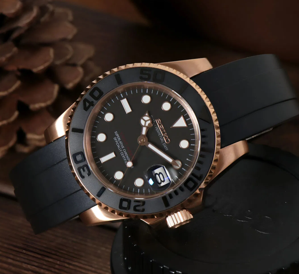 Seiko Black Rose Gold Yacht-Master MOD