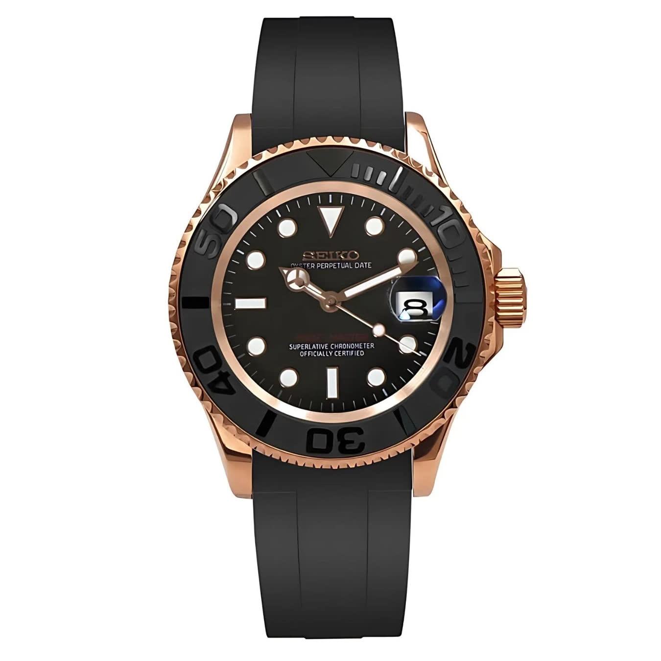 Seiko Black Rose Gold Yacht-Master MOD