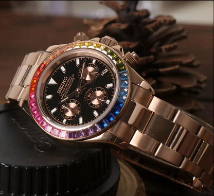 Seiko Rose Gold Rainbow Daytona MOD